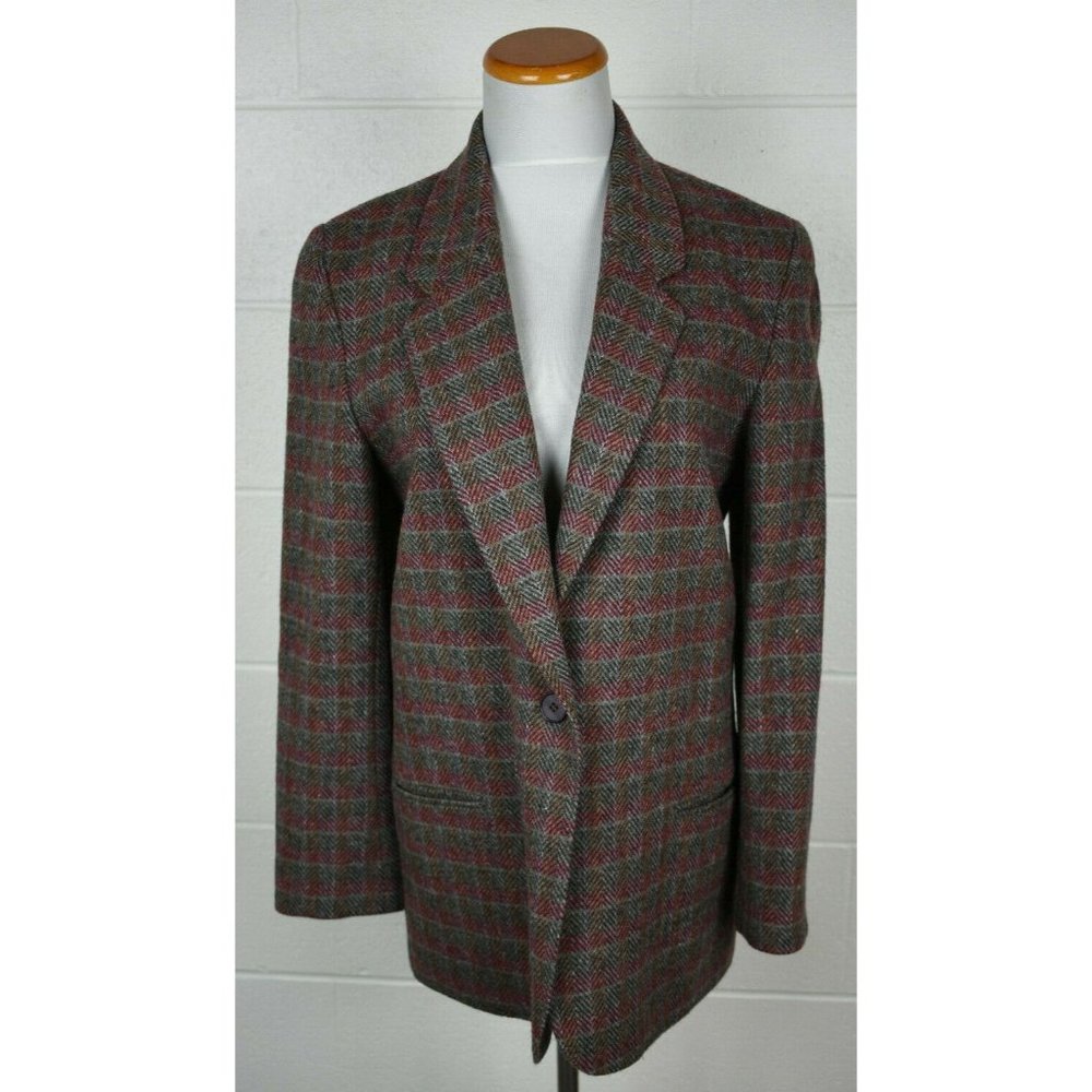 Womens SB II Bitterman Weyrer Tyrol Tweed Blazer‎ Red Brown Herringbone 9 10